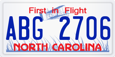 NC license plate ABG2706