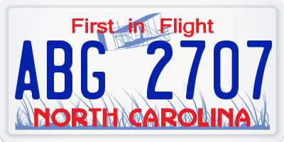 NC license plate ABG2707