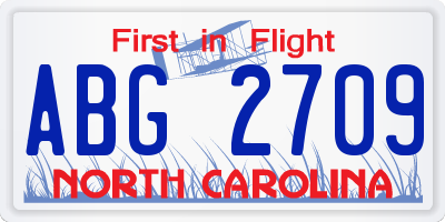 NC license plate ABG2709