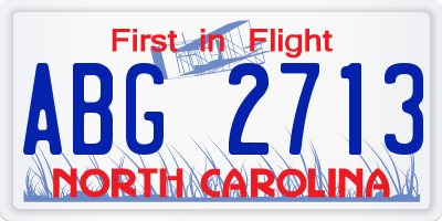NC license plate ABG2713