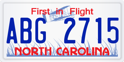 NC license plate ABG2715