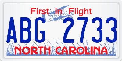 NC license plate ABG2733