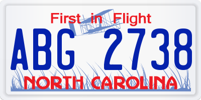 NC license plate ABG2738