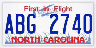 NC license plate ABG2740