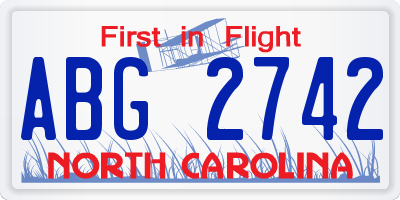 NC license plate ABG2742