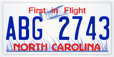 NC license plate ABG2743