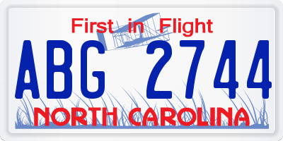NC license plate ABG2744