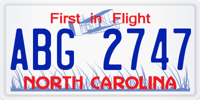 NC license plate ABG2747