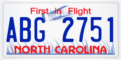NC license plate ABG2751