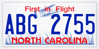 NC license plate ABG2755