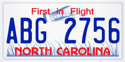 NC license plate ABG2756