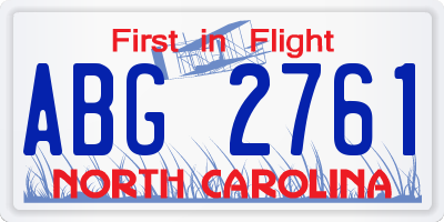 NC license plate ABG2761