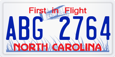 NC license plate ABG2764