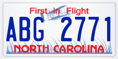 NC license plate ABG2771