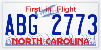NC license plate ABG2773