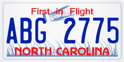 NC license plate ABG2775