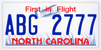 NC license plate ABG2777