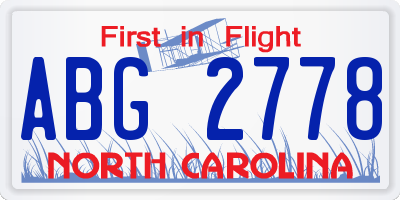 NC license plate ABG2778