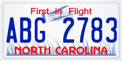 NC license plate ABG2783