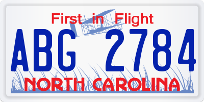 NC license plate ABG2784