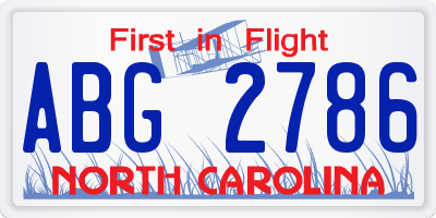 NC license plate ABG2786