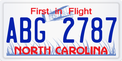 NC license plate ABG2787