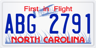 NC license plate ABG2791