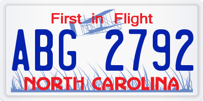 NC license plate ABG2792