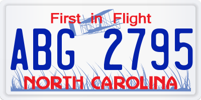 NC license plate ABG2795