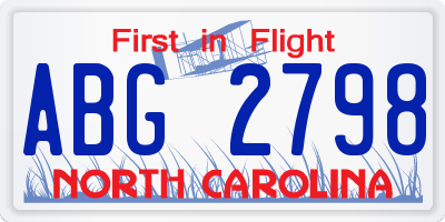 NC license plate ABG2798