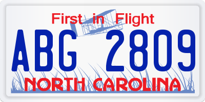 NC license plate ABG2809