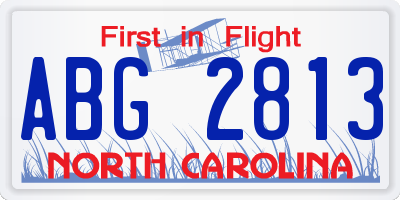 NC license plate ABG2813