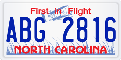 NC license plate ABG2816