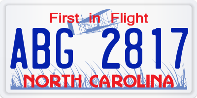 NC license plate ABG2817