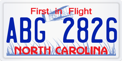 NC license plate ABG2826