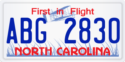 NC license plate ABG2830
