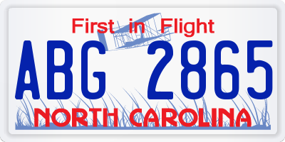 NC license plate ABG2865