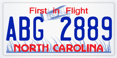 NC license plate ABG2889