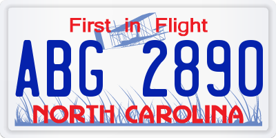 NC license plate ABG2890