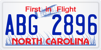 NC license plate ABG2896