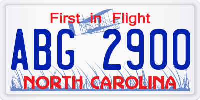 NC license plate ABG2900