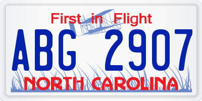 NC license plate ABG2907