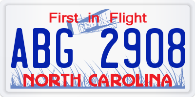 NC license plate ABG2908