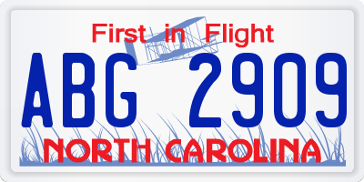 NC license plate ABG2909