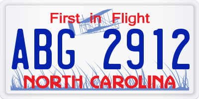 NC license plate ABG2912