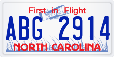 NC license plate ABG2914