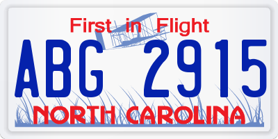 NC license plate ABG2915
