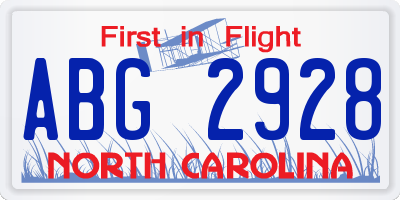 NC license plate ABG2928