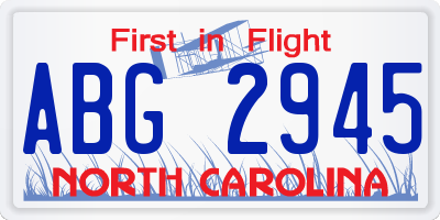 NC license plate ABG2945
