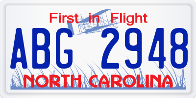 NC license plate ABG2948